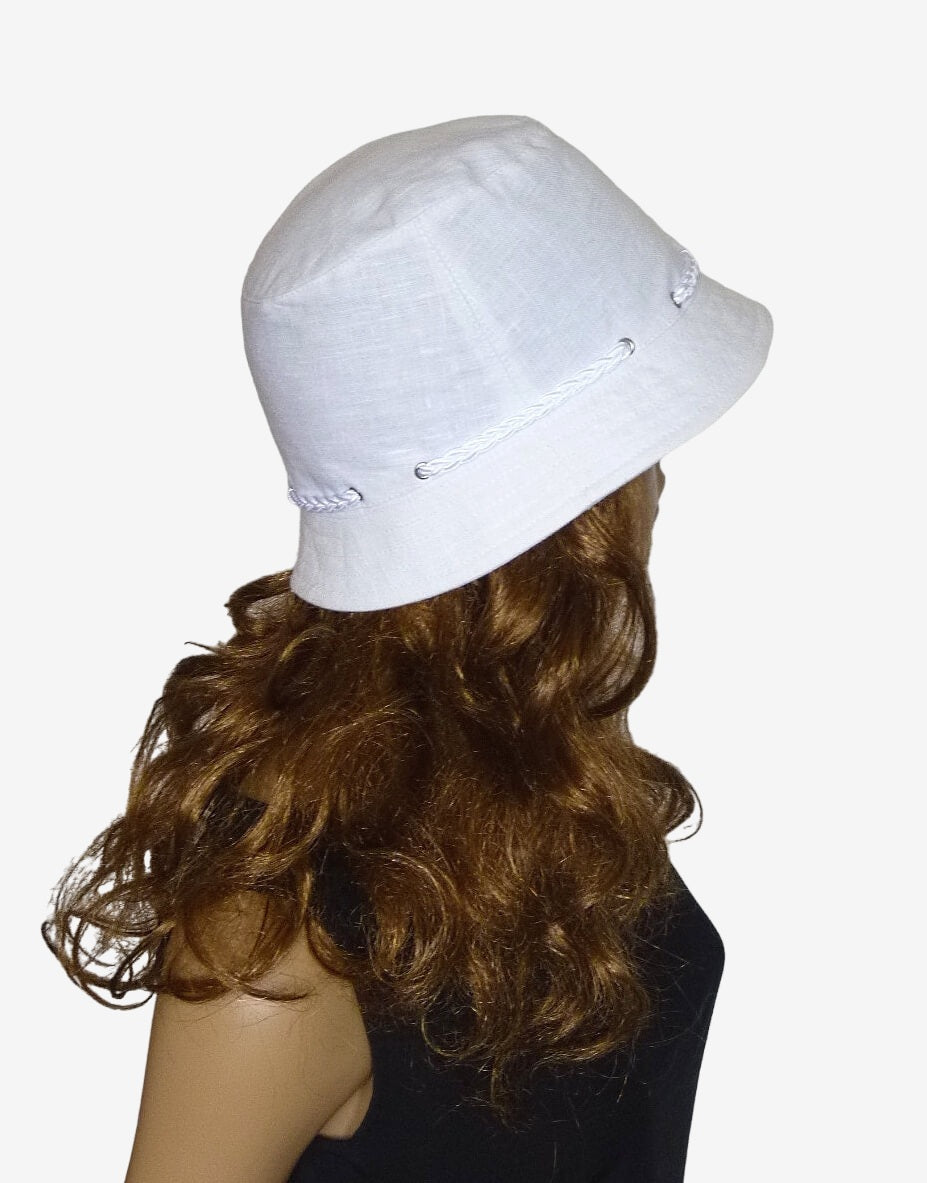 White summer hat with small brim