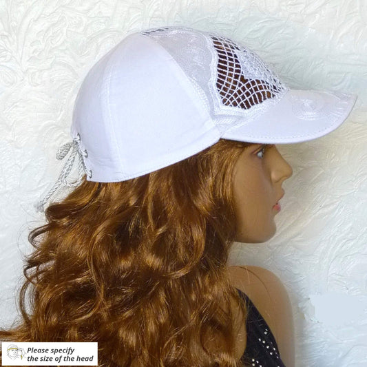 Women's white summer baseball cap