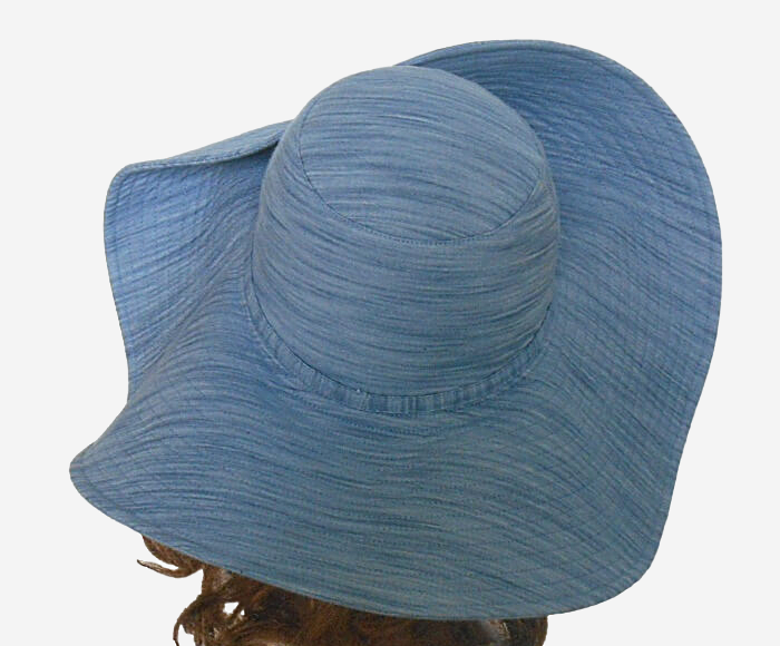 Wide brim denim hat