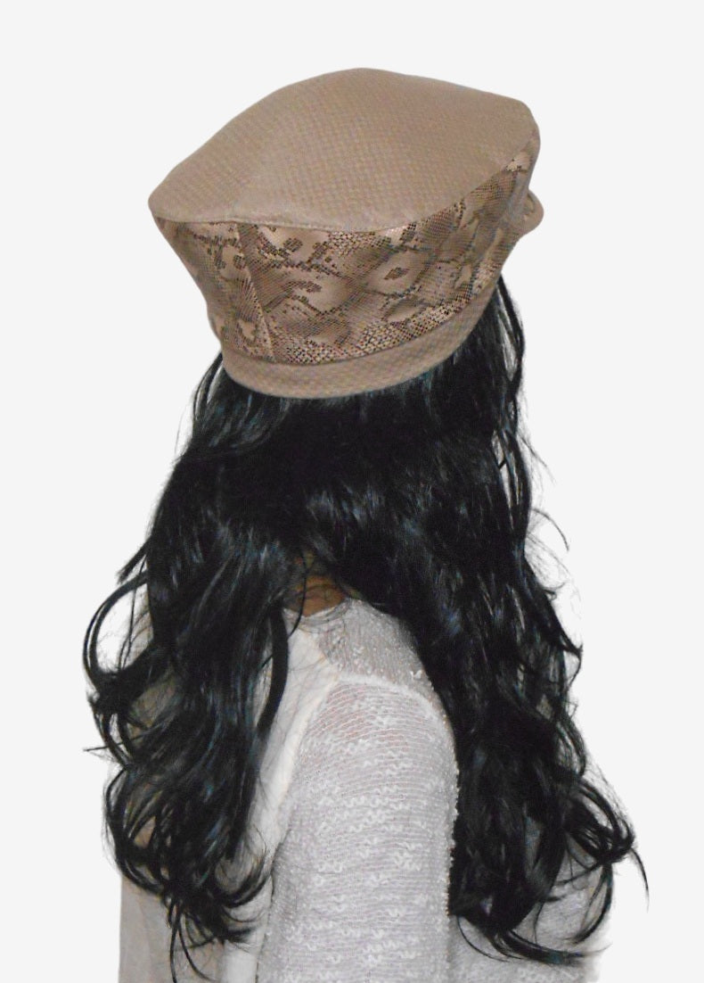 Women's beige leather cap