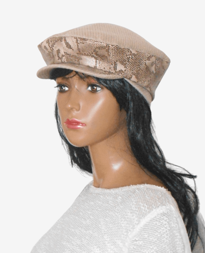 Women's beige leather cap