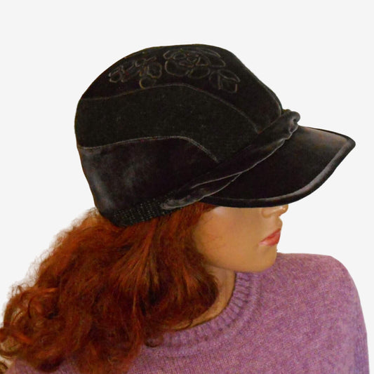 Top view of women’s fall gray velour baseball cap